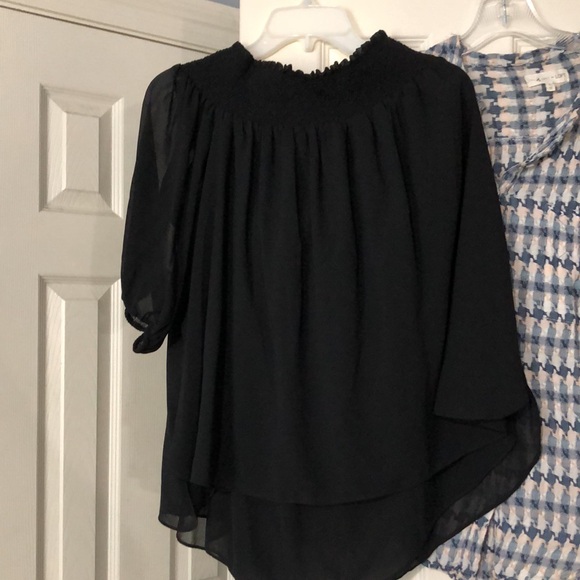 LOFT Boho Top Bundle Small Black Green Off Shoulder Floral Blouse - Picture 2 of 5